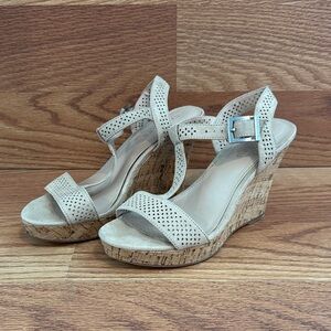 Charles By Charles David Beige Cork & Suede Wedges